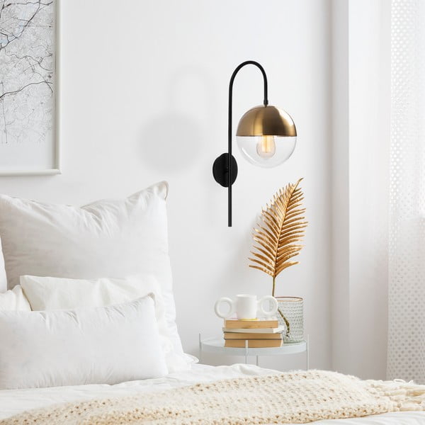 Черна и златисто стенна лампа ø 20 cm Bastos – Opviq lights-image-1