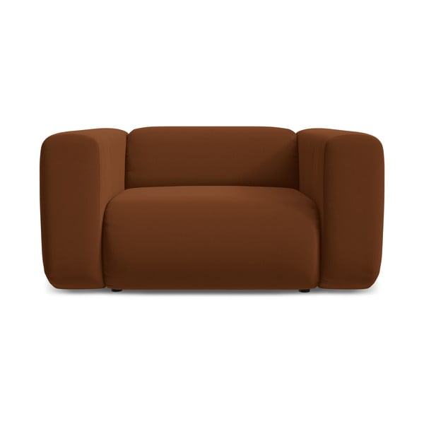 Оранжево/кафяво кадифено кресло Ekahi – Makamii-image-2