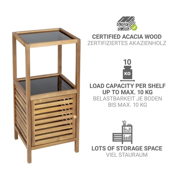 Нисък тесен шкаф за баня от масивна акация в черен и естествен цвят 39,5x86 cm Fondi – Wenko-image-2