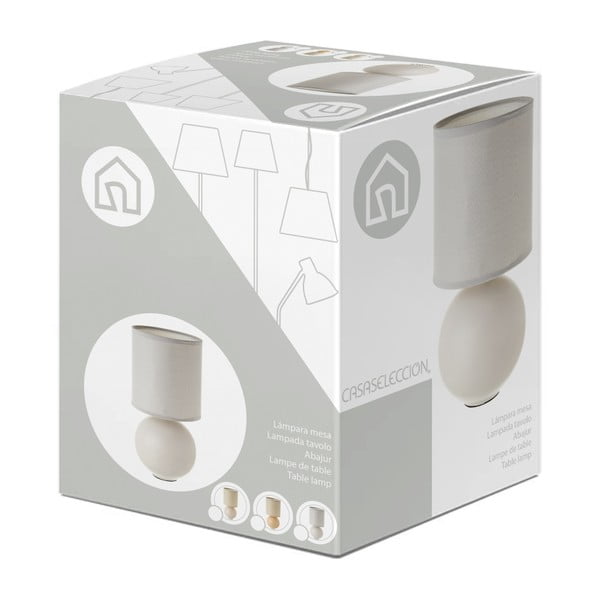 Бежова керамична настолна лампа с текстилен абажур (височина 24,5 cm) - Casa Selección-image-4