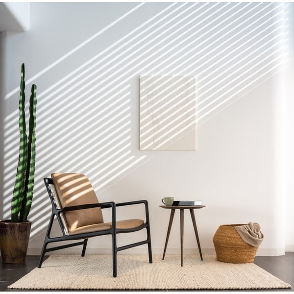 Черно-бежов кожен фотьойл Dedo - Gazzda-image-1