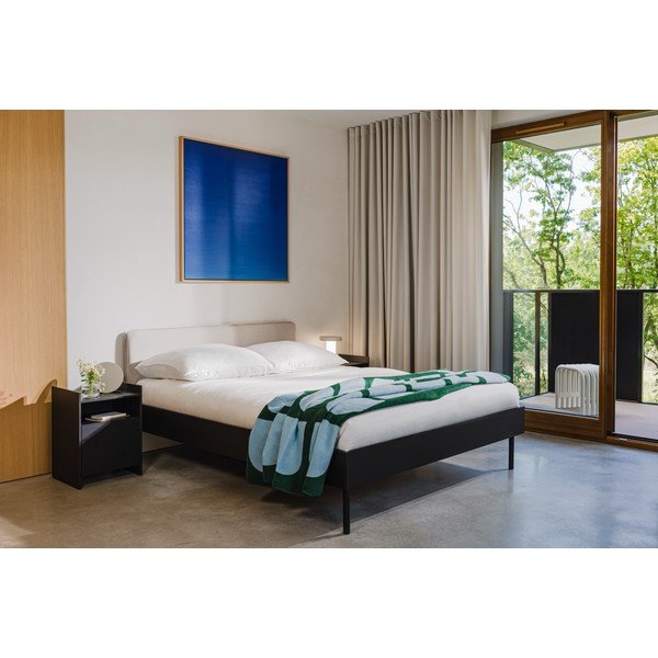 Черно двойно легло 180x200 cm тапицирано/ПДЧ с включена подматрачна рамка Streiko – noo.ma-image-3