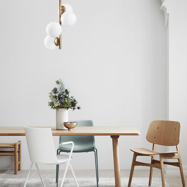 Бяло/в месингов цвят осветително тяло за таван със стъклен абажур ø 15 cm Faze – Opviq lights-image-1