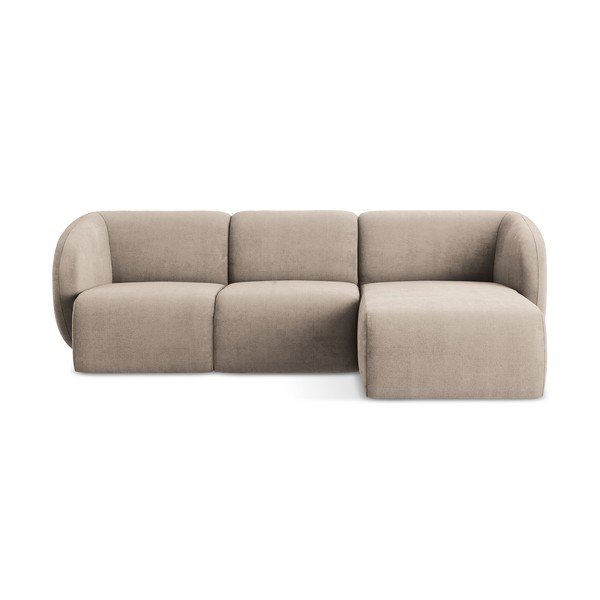 Светлокафяв шенилов ъглов диван (десен ъгъл) Lani – Makamii