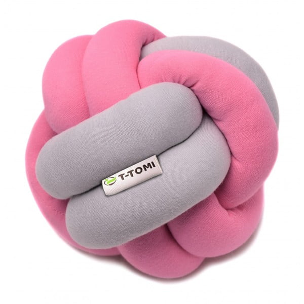 Розово-сива памучна плетена топка, ø 20 cm - T-TOMI