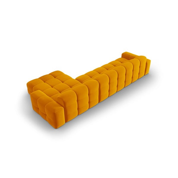 Ъглов диван от кадифе в жълта охра (десен ъгъл) Kendal - Micadoni Home-image-4