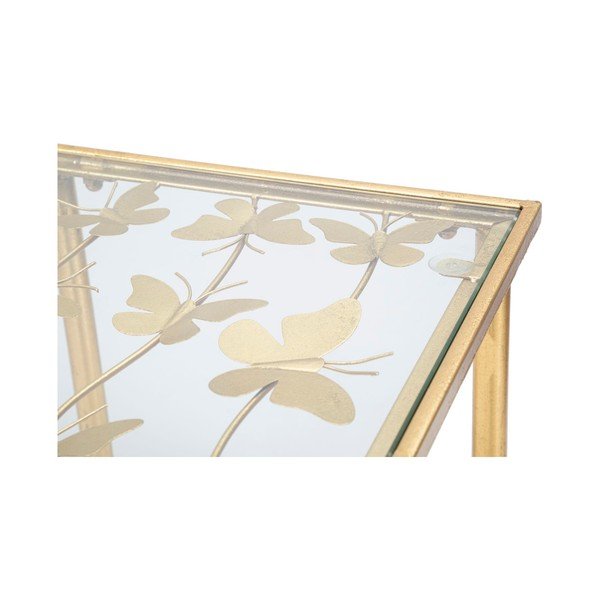 Бяла/златиста конзолна маса със стъклен плот 35x100 cm Butterflies – Mauro Ferretti-image-4