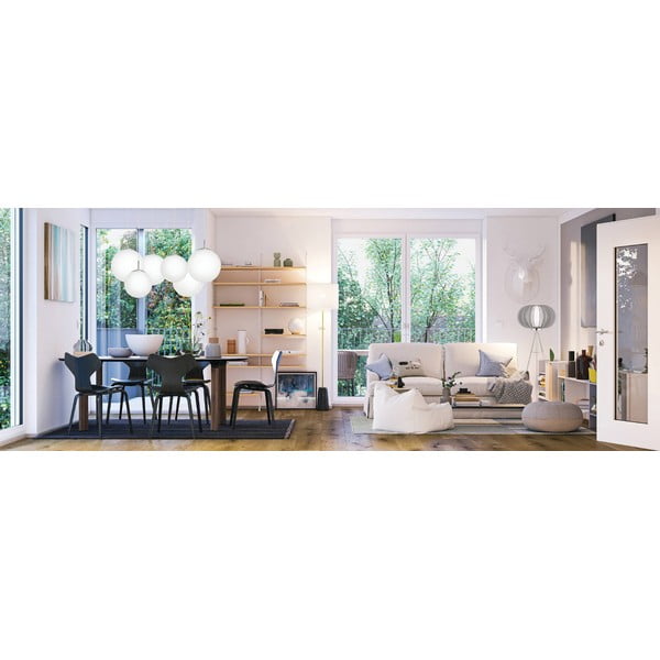 Бяло и сребристо висящо осветително тяло със стъклен абажур ø 25 cm RONDO – EGLO-image-1