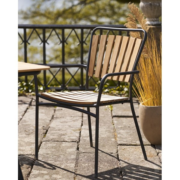 Градински столове в комплект 2 бр. от масивно дърво/метални в естествен цвят Cleveland – House Nordic-image-1