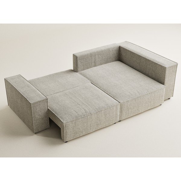 Бежов шенилов сгъваем/с място за съхранение ъглов диван (десен ъгъл/L форма) Tonga – Maison de Rêve-image-3