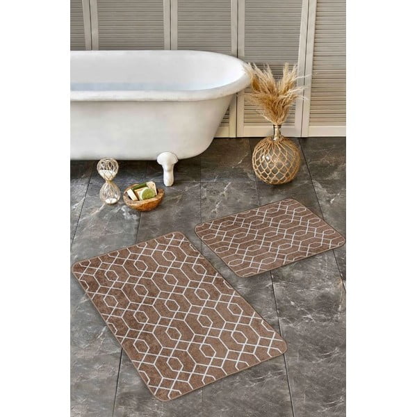Кафяви кадифени килими за баня в комплект от 2 бр. 60x100 cm – Mila Home-image-4
