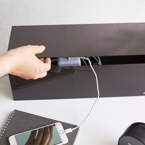 Черна и кафява кутия за зарядно устройство Уеб кабелна кутия - YAMAZAKI-image-1