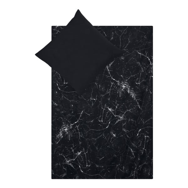 Черно спално бельо за единично легло от памучен перкал, 155 x 220 cm Malin - Westwing Collection