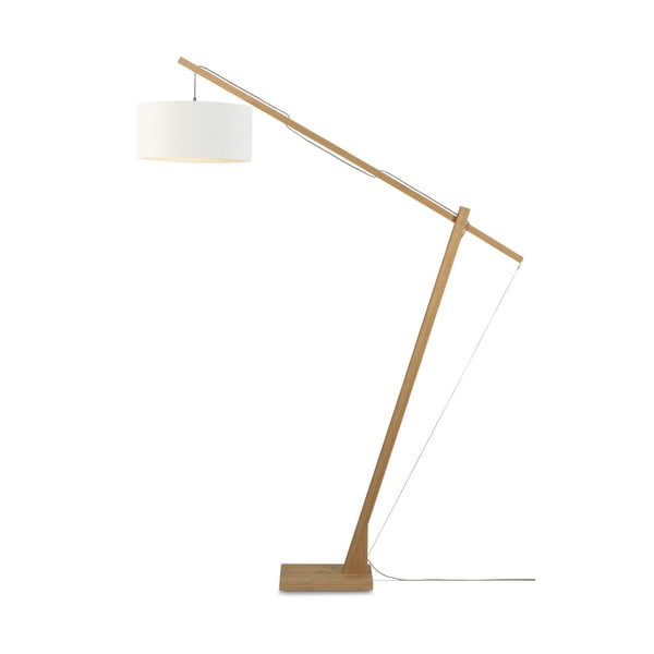 Подова лампа с бял абажур и бамбукова конструкция Montblanc - Good&Mojo