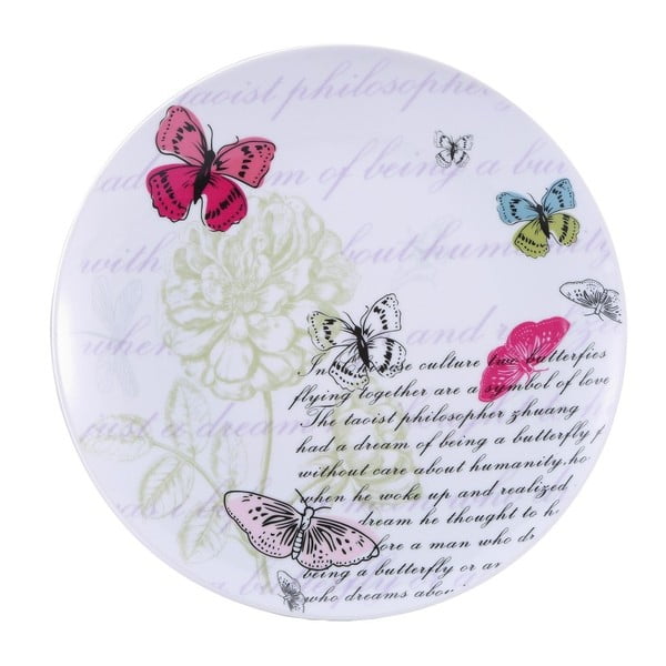 Porcelánový talíř Bergner Pink Butterfly, 27 cm