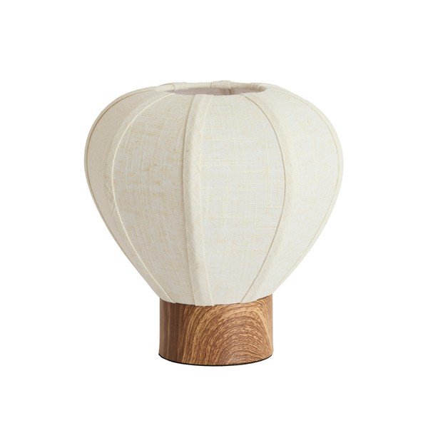 Кремава метална настолна лампа с текстилен абажур (височина 23,5 cm) Kyzo – Light & Living