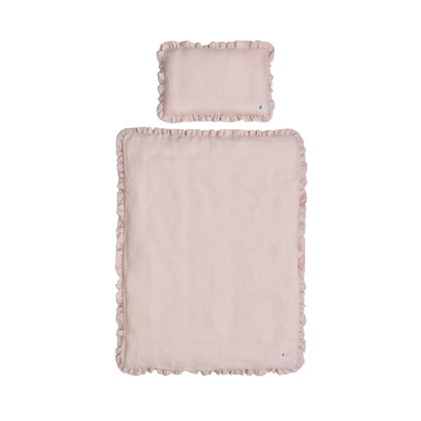 Розово бебешко одеяло с възглавница Dusty Pink, 80 x 100 cm - BELLAMY