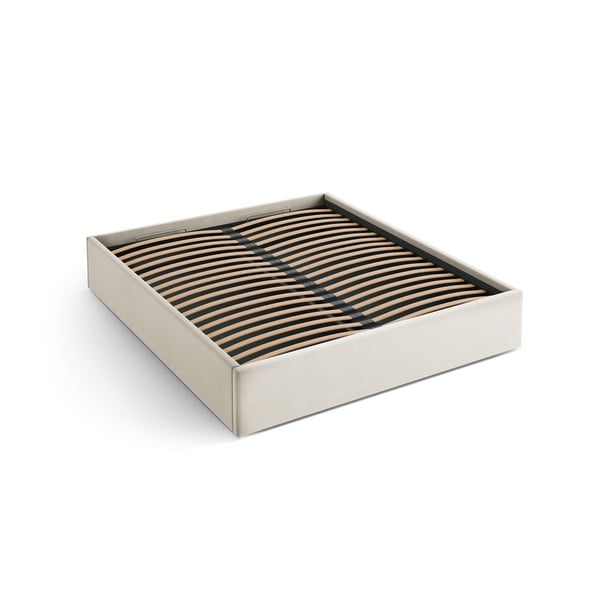 Бежово двойно легло 160x200 cm тапицирано с място за съхранение/без табла с включена подматрачна рамка Susan – Micadoni 