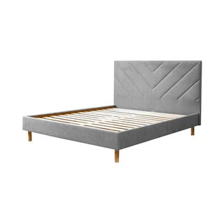 Светлосиво тапицирано двойно легло с включена подматрачна рамка 140x190 cm Romane – Bobochic Paris