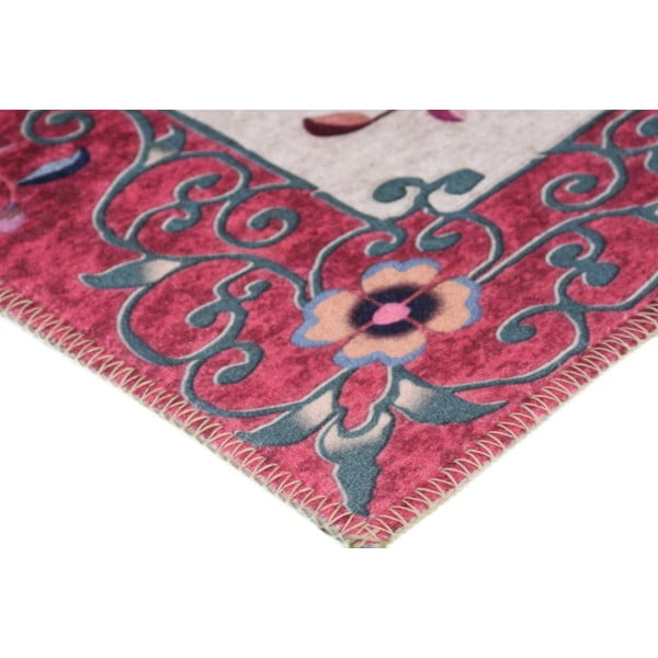 Червен и кремав миещ се килим 200x80 cm - Vitaus-image-2