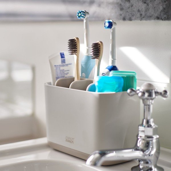 Бежова пластмасова стойка за четки за зъби EasyStore – Joseph Joseph-image-1