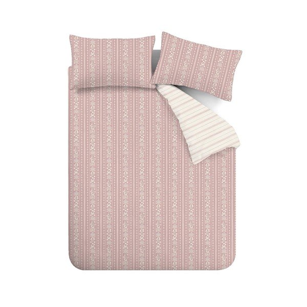 Бяло-розово единично  спално бельо 135x200 cm Regency Stripe – Catherine Lansfield
