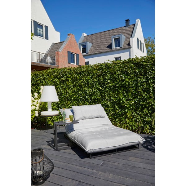 Черен градински шезлонг с бежови възглавници Ексклузивно - Hartman-image-1