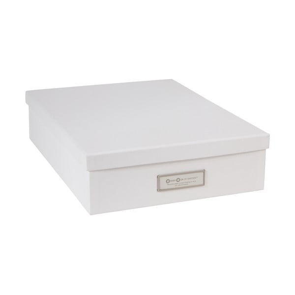 Бяла кутия за съхранение с етикет за име за документи, размер A4 Oskar - Bigso Box of Sweden