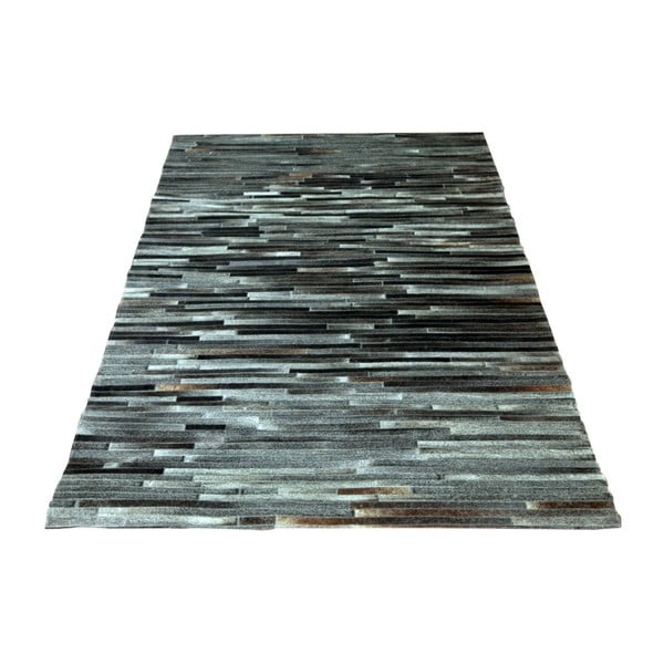 Tmavě šedý koberec z hovězí usně Hide, 240 x 170 cm