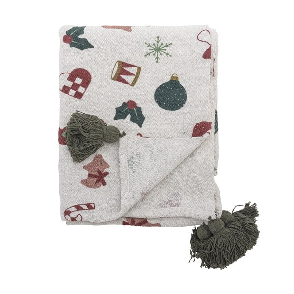 Бяло одеяло с коледен мотив 130x160 cm Yule – Bloomingville