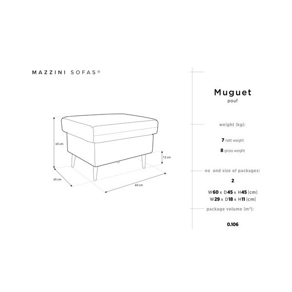 Черен пуф Muguet, 60 x 45 cm - Mazzini Sofas-image-4