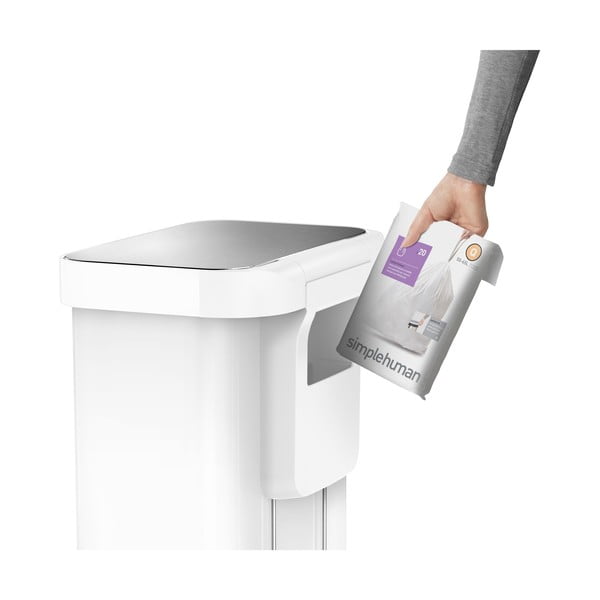 Бяло стоманено кошче за боклук с педал 55 l – simplehuman-image-4