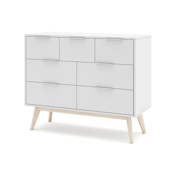 Бял нисък скрин с чекмеджета 120x83 cm Campus - Marckeric-image-2