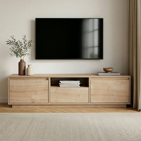 Маса за телевизор от декор от дъб  в естествен цвят 160x42x30 cm Sentinel – Kalune Design-image-2