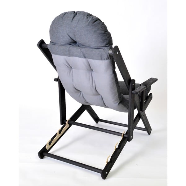 Тъмносив сгъваем градински шезлонг от масивно дърво Borneo – Rojaplast-image-2