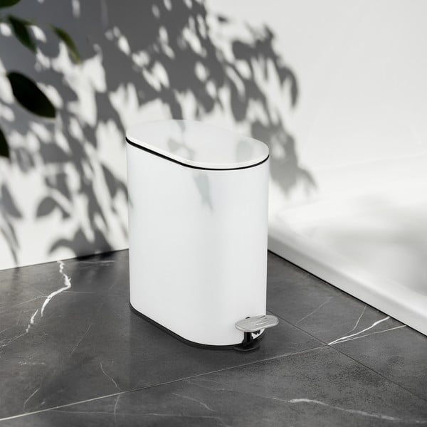 Стоманено кошче за боклук с педал в матово бял цвят 5 l Collungo – Wenko-image-1