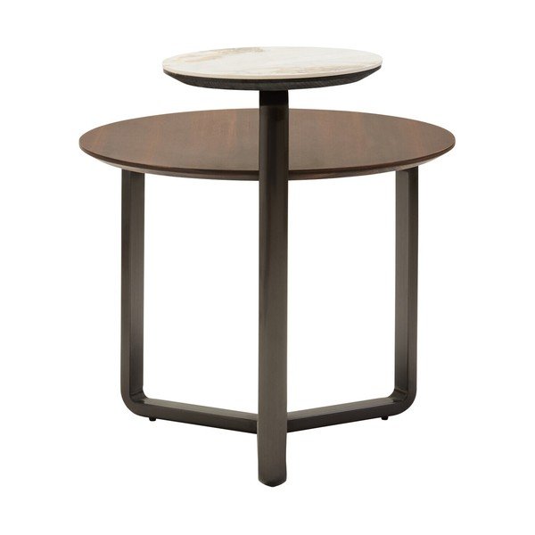 Кафява кръгла масичка за кафе от масивен евкалипт 55x67 cm Imperia – Premier Housewares-image-3