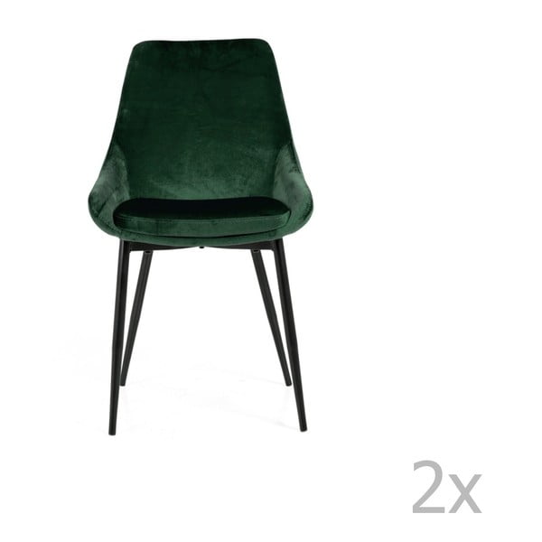 Комплект от 2 зелени трапезни стола с кадифена тапицерия Lex - Tenzo