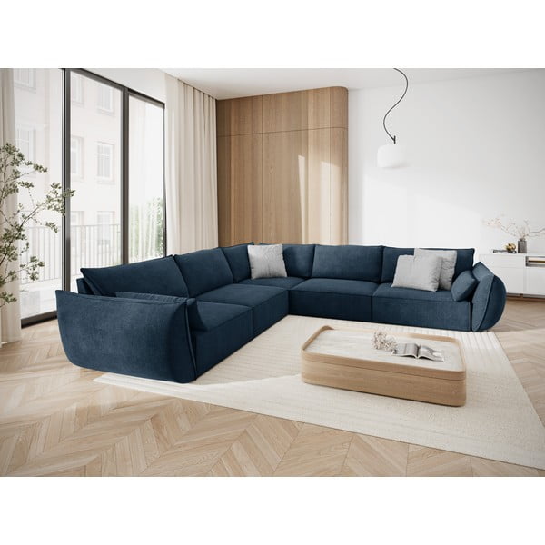 Тъмносин ъглов диван (променлив) Vanda - Mazzini Sofas-image-1