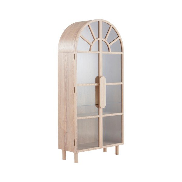 Витрина от декор от ясен в светло естествен цвят 90x195x40 cm Sandor – Jotex