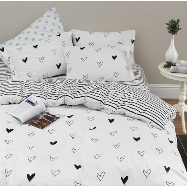 Чаршаф за двойно легло със спално бельо от памук ранфорс, бял, 200 x 220 cm Eveline - Mijolnir