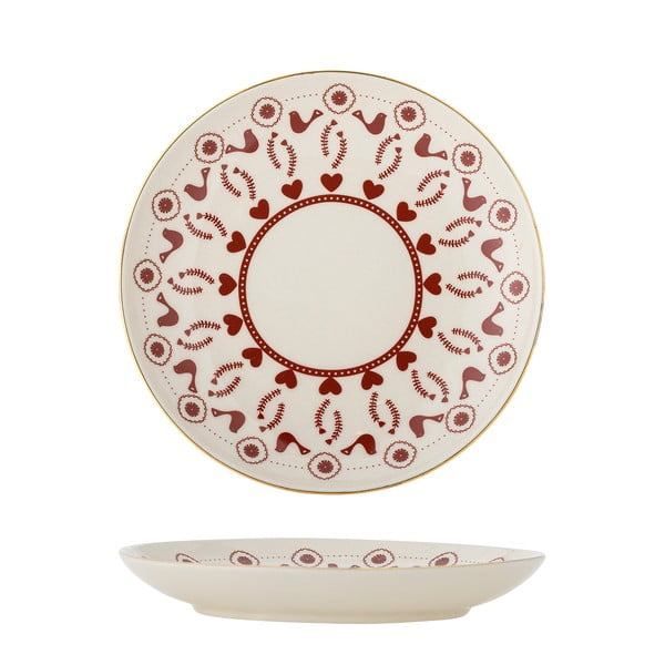 Кремава десертна глинена чиния с коледен мотив ø 16 cm Jolly – Bloomingville-image-3