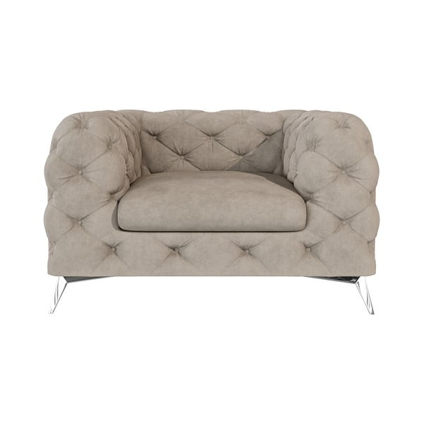 Сиво-бежово кадифено кресло Chelsea – Ropez-image-2