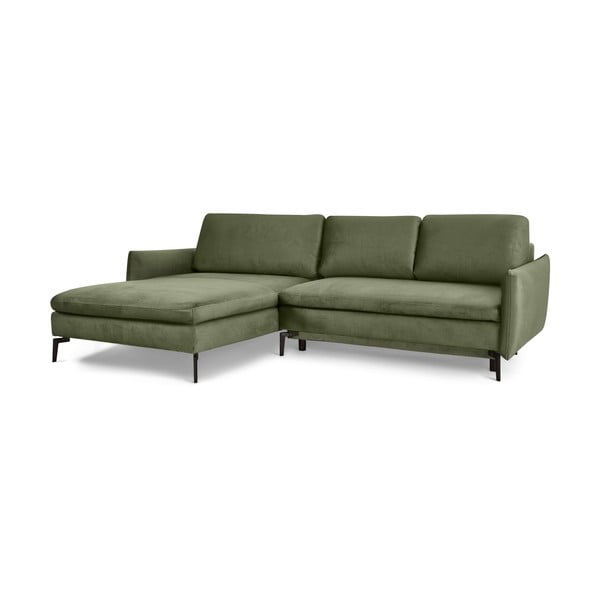 Зелен разтегателен диван кадифе ъглов диван , ляв ъгъл Fira - Bonami Selection