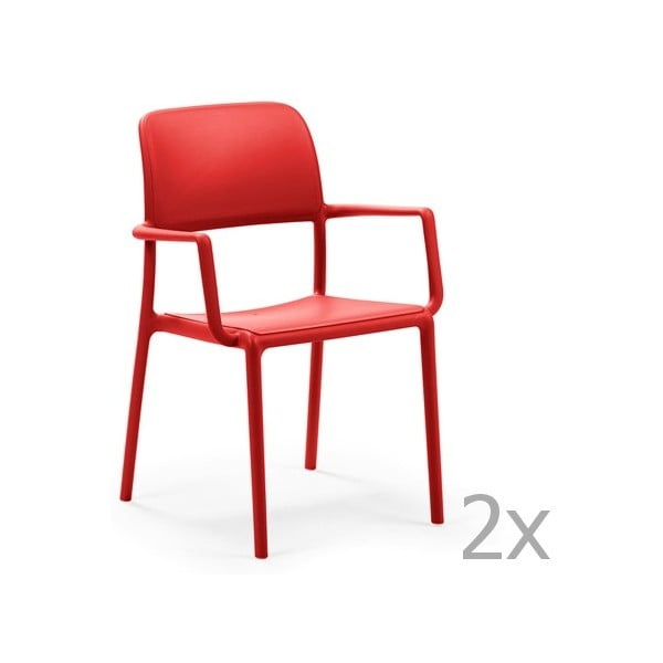 Sada 2 červených zahradních židlí Nardi Riva
