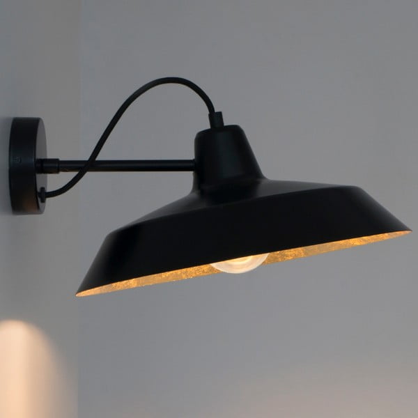 Черна стенна лампа със златни детайли Basic Cinco - Sotto Luce