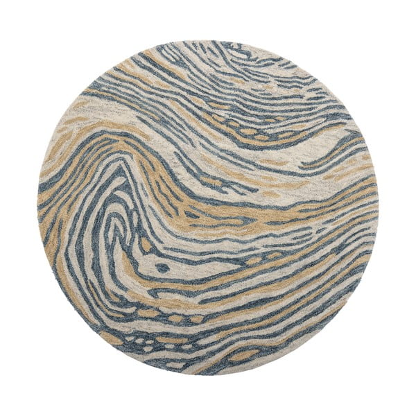 Вълнен кръгъл килим в синьо и кафяво ø 120 cm Tiger – Bloomingville