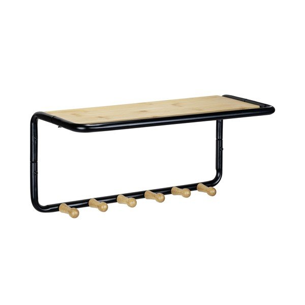 Черна/естествена метална стенна закачалка с рафт Loft - Wenko-image-1