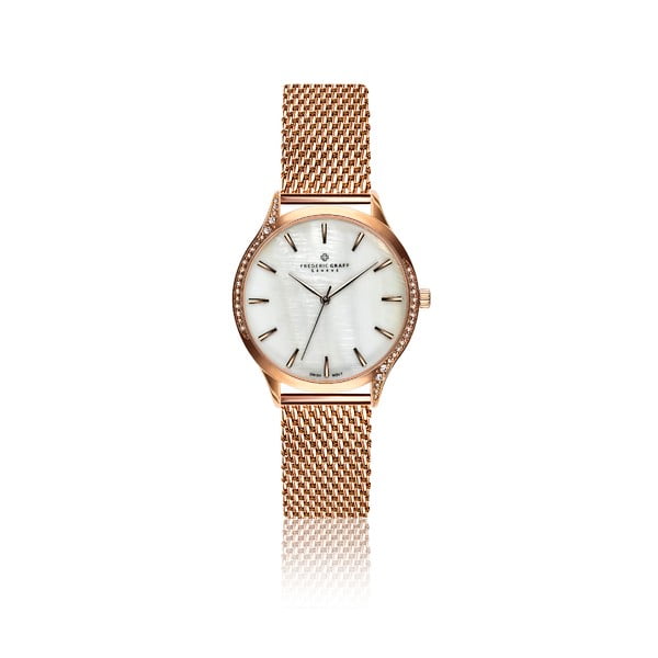 Дамски часовник с каишка от неръждаема стомана в розово злато Clariden - Frederic Graff