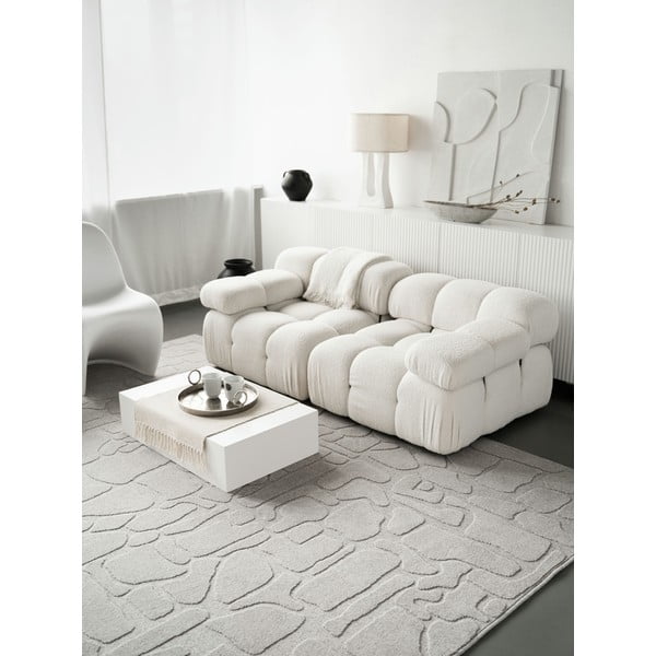 Светлосив вълнен килим 133x190 cm Morphic Dunes – Agnella-image-1